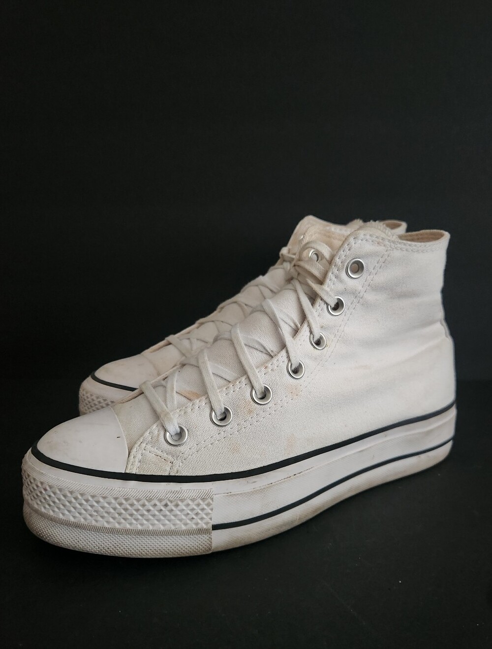 Converse All Star High Top Canvas Platform Sneakers in White Size 8.5